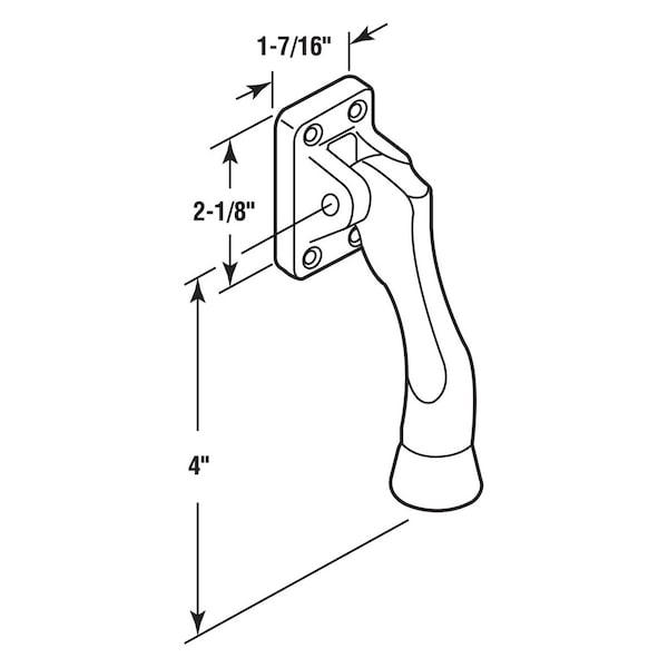 Prime-Line Door Holder, 4 in. Drop Down, Cast Iron, Aluminum Painted Color, Gray Rubber Foot (Single Pack) - 658-1013