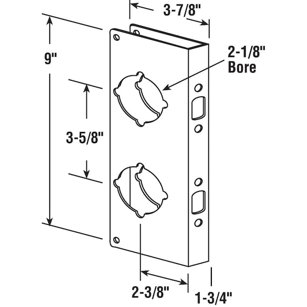 Prime-Line Brass Lock and Door Reinforcement Plate for 1-3/4 In. Thick Doors, Brass Finish (Single Pack) - U 9577