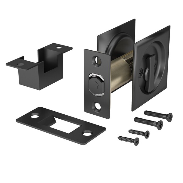 Richelieu 2 716inch 62 mm Square Pocket Door Privacy Pull, Black - 17SFB42