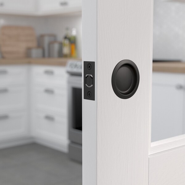 Richelieu 2 716inch 62 mm Round Pocket Door Passage Pull, Flat Black - 17RFB10