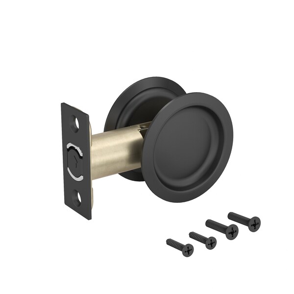 Richelieu 2 716inch 62 mm Round Pocket Door Passage Pull, Flat Black - 17RFB10