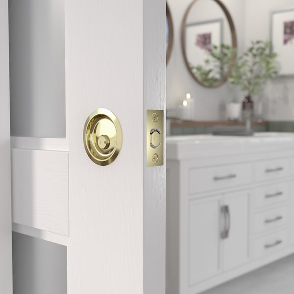Richelieu 2 716inch 62 mm Round Pocket Door Privacy Pull, Bright Brass - 17RBB42