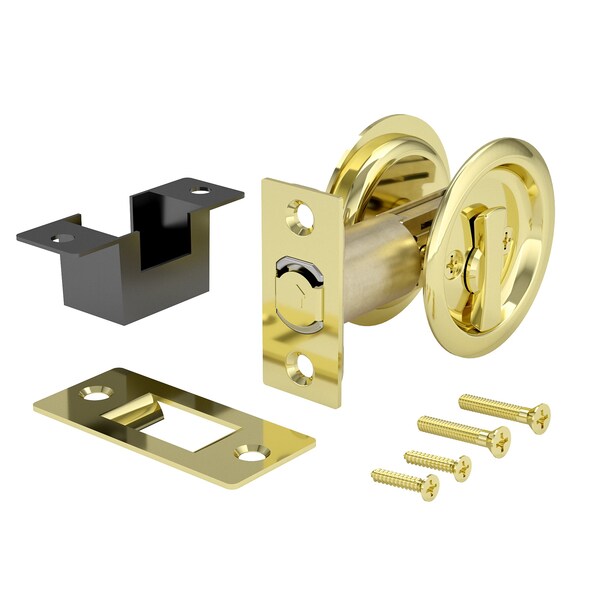 Richelieu 2 716inch 62 mm Round Pocket Door Privacy Pull, Bright Brass - 17RBB42
