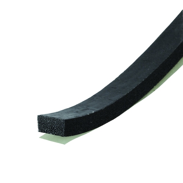 Zoro Select Foam Seal, 10 ft., 1/2 in. W, Black, Rubber - 2RRF1