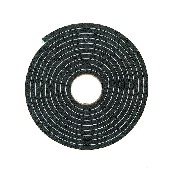 Zoro Select Foam Seal, 10 ft., 1/2 in. W, Black, Rubber - 2RRF1