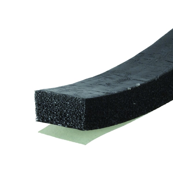 Zoro Select Foam Seal, 10 ft., 1/2 in. W, Black, Rubber - 2RRF1