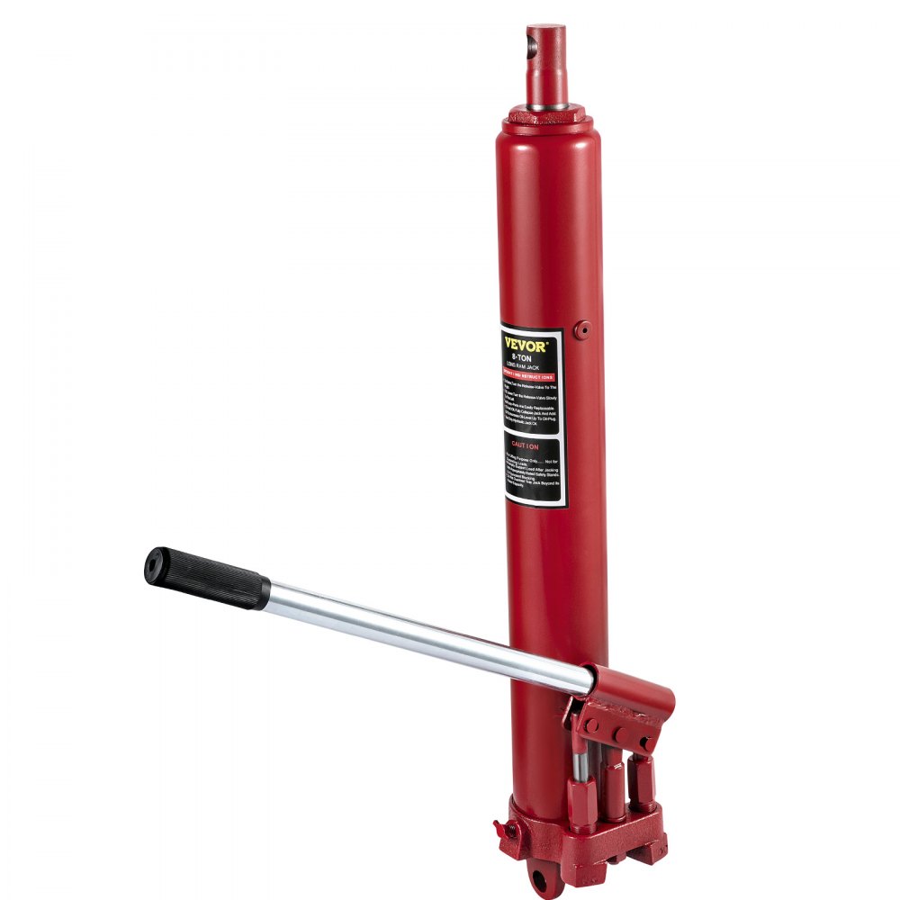 VEVOR Hydraulic Long Ram Jack, 8 Tons/17636 lbs Capacity, with Dual Piston Pump and Clevis Base, Manual Cherry Picker w/Handle, for Garage/Shop Cranes, Engine Lift Hoist, Red - ZGYYQJDHSSG8T8KGDV0