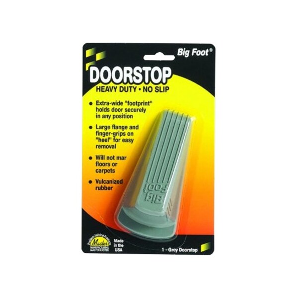Big Foot No-Slip Doorstop, Rubber, 2-1/4"x4-3/4"x1-1/4", Gray - MAS00941