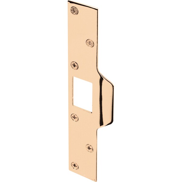 Prime-Line Maximum Security Latch Strike, 1-1/4 in. x 7-7/8 in., Steel, Brass Plated Single Pack - U 9426