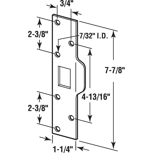 Prime-Line Maximum Security Latch Strike, 1-1/4 in. x 7-7/8 in., Steel, Brass Plated Single Pack - U 9426
