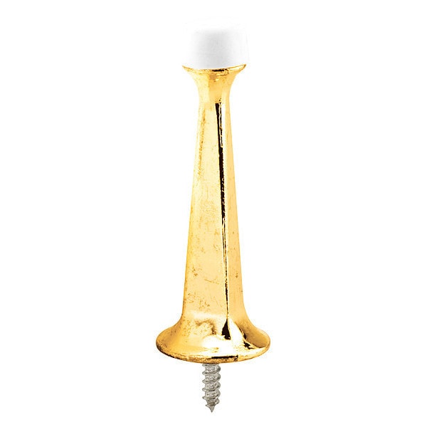 Primeline Tools Rigid Door Stop, 3 in., Diecast, Brass Plated, Rubber Tip, Baseboard (10 Pack) - MP9042-10