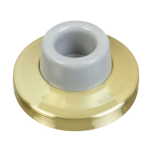 National Hardware National Hardware Solid Brass w/Rubber Bumper Bright Gold Wall Door Stop Mounts to wall 2.34 in. - N198-069