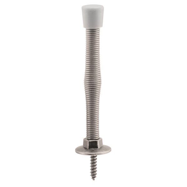 Prime-Line Door Stop, Spring Steel, Satin Nickel, Rubber Tip, Baseboard Mount Single Pack - MP10112-1