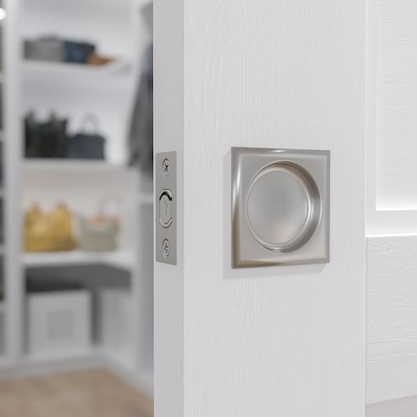 Richelieu 2 716inch 62 mm Square Pocket Door Passage Pull, Brushed Nickel - 17SNB10
