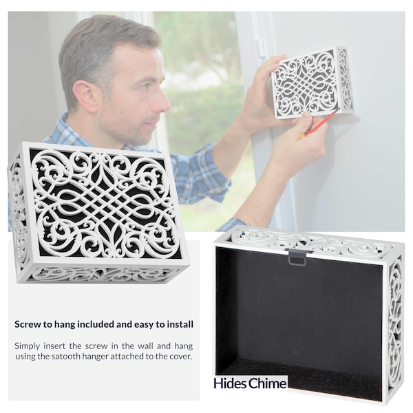 Newhouse Hardware Wooden Doorbell Chime Cover Box, Decorative Door Bell Chime Cover, Corinthian Design - CHIMECOVER3