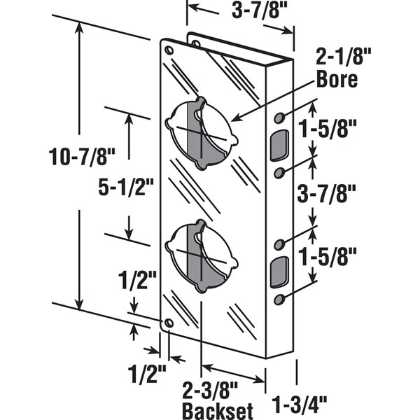 Prime-Line Brass Lock and Door Reinforcement Plate for 1-3/4 In. Thick Doors, Bronze Finish Single Pack - U 10750