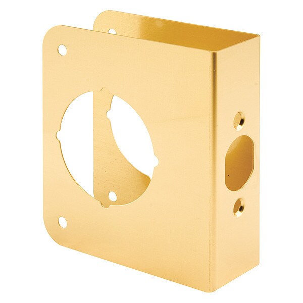 Primeline Tools Lock and Door Reinforcer, 1-3/4 In. x 2-3/8 In., Solid Brass, Polished Finish (Single Pack) - MP9405