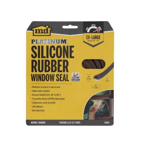 M-D Building Products 3/8 in. x 3/8 in. x 17 ft. Brown Premium Silicone Rubber PLATINUM Window Seal for Ex-Large Gaps - 43848