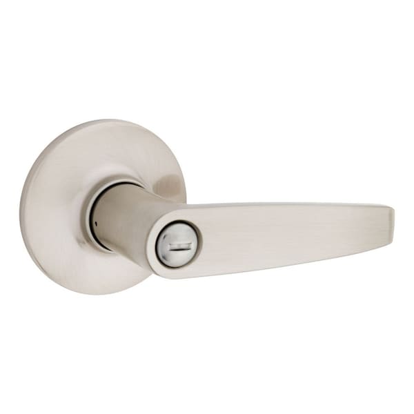 Safelock Winston Lever Round Rose Push Button Privacy Lock with RCAL Latch and RCS Strike Satin Nickel - SL4000WI-15