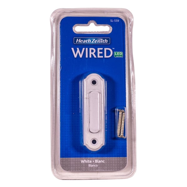 Heath-Zenith Heath Zenith Satin White Metal/Plastic Wired Pushbutton Doorbell - SL-559-90