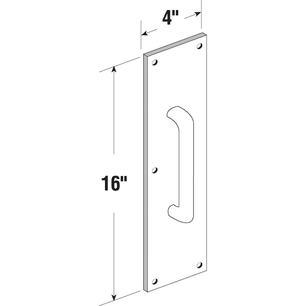 Prime-Line 4 x 16 in. Stainless Steel, Round Handle Door Pull Plate Single Pack - J 4643