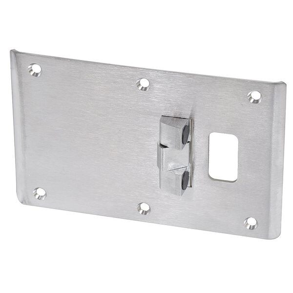 Mckinney Door Strike Plate, Brass, Offset Hung Mounting, Satin Chromium - 63293 CSS-9 OFFSET HUNG 5 7/8 26D