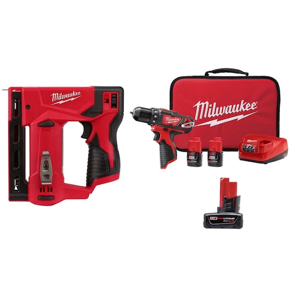 Milwaukee Tool Cordless Stapler, Drill/Driver, 6.0 Bat - 2447-20, 2407-22, 48-11-2460