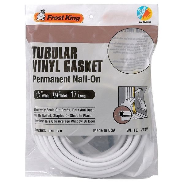 Frost King Weatherstrip, 17 ft, White, Hardware: Included - V18WH