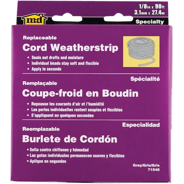 M-D Building Products 90' x 3/16in. x 1/8in. Caulking Cord Weatherstrip - 71548