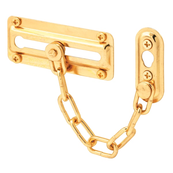 Prime-Line Chain Door Guard, Steel with Brass Finish Single Pack - U 9905