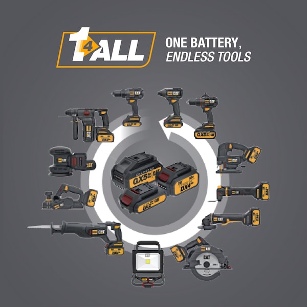 Caterpillar Cat 18V 1 FOR ALL 1/2 in. Cordless Hammer Drill with Brushless Motor and Two Batteries - DX12