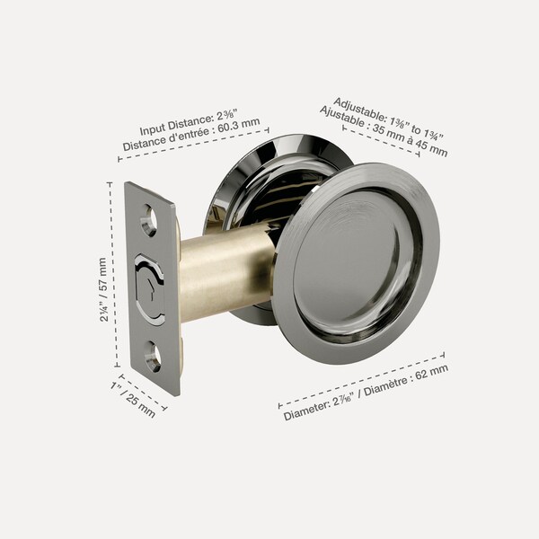 Richelieu 2 716inch 62 mm Round Pocket Door Passage Pull, Antique Nickel - 17RAN10