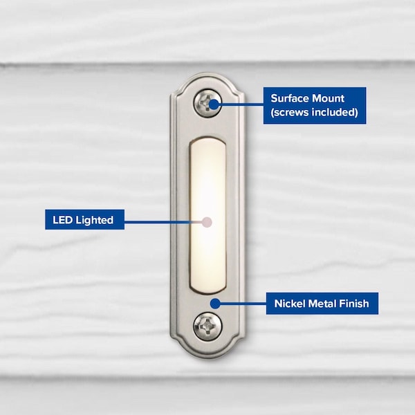 Heath-Zenith Heath Zenith Satin Nickel Silver Metal Wired Pushbutton Doorbell - SL-556-00