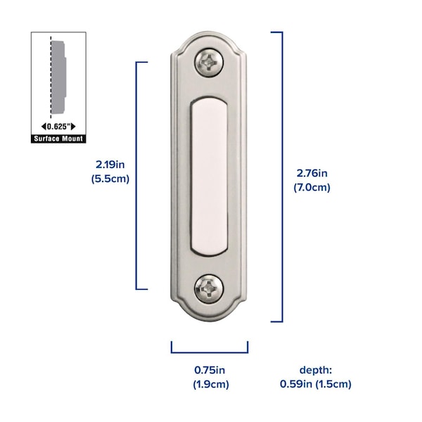 Heath-Zenith Heath Zenith Satin Nickel Silver Metal Wired Pushbutton Doorbell - SL-556-00