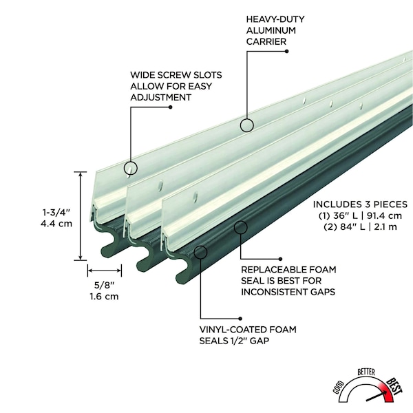 M-D Building Products Silver Aluminum and Vinyl-coated Foam Heavy-duty Screw-on Top and Sides Door Seal Kit - 43345