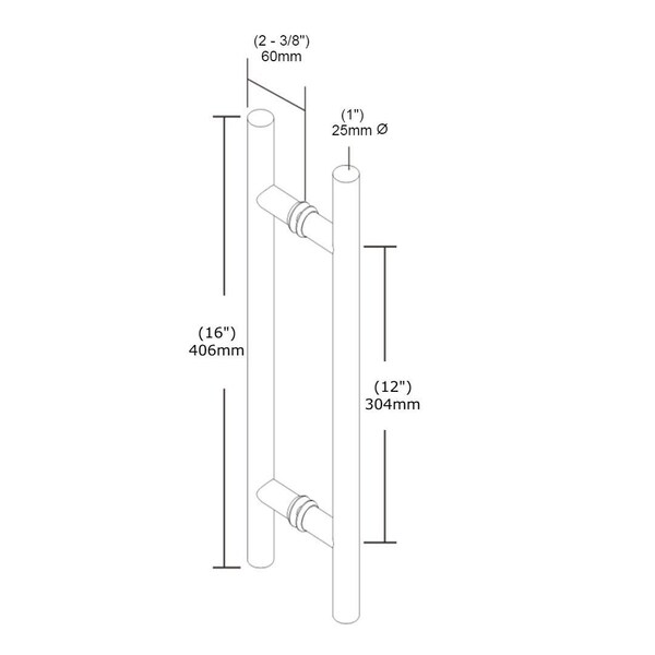 Richelieu 12inch 305 mm Center to Center Round BacktoBack Pull for Glass Door, Stainless Steel - 87H2R1002512170