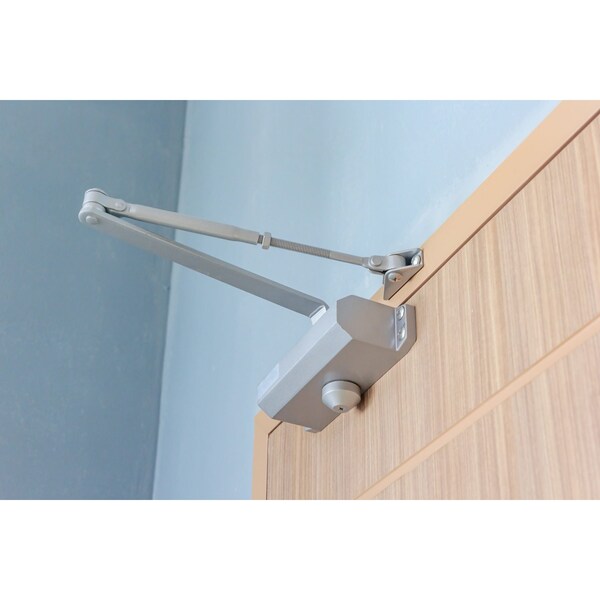 Richelieu 1600 Series Fixed Power Door Closer, Satin Aluminum, 180 Door closer - 1600SI21BC