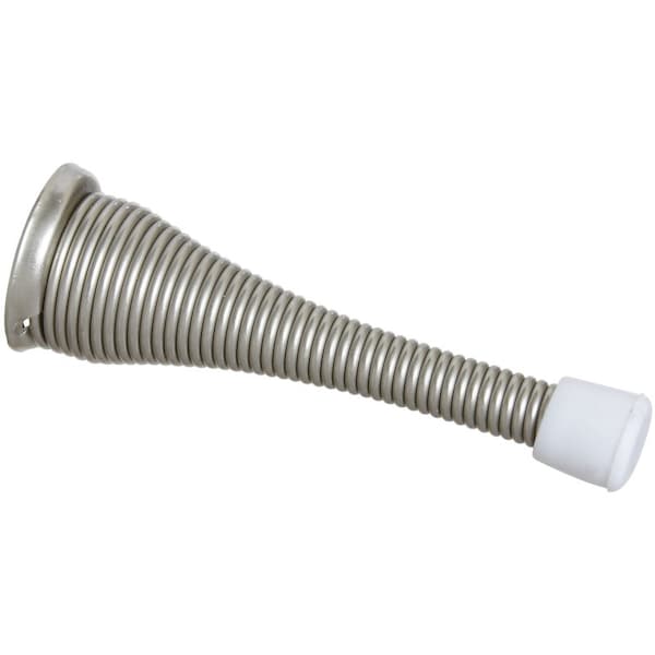 National Hardware National Hardware 3 in. L Steel w/Rubber Tip Satin Nickel Silver Spring Door Stop Mounts to door - N830-157