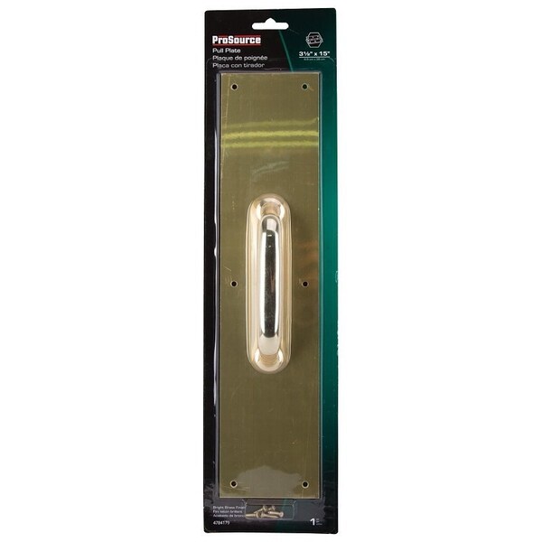 Prosource Door Pull Plate, 3-1/2 in W, 15 in D, 1-5/8 in H, Aluminum, Brass - 32239BBB-PS