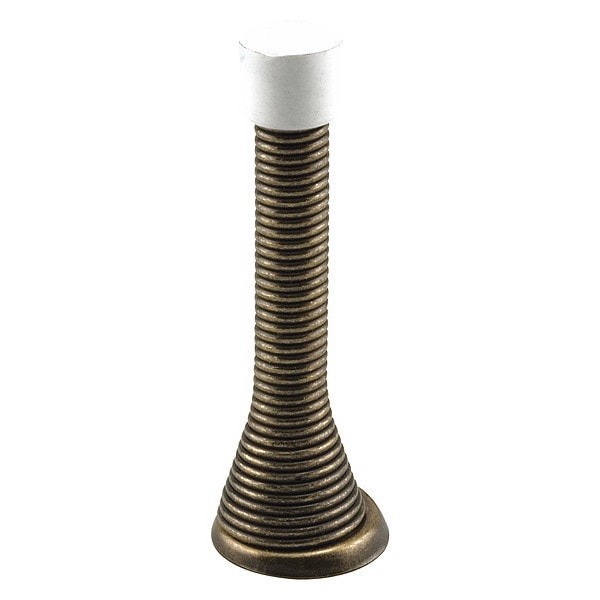Primeline Tools Door Stop, 4 in., Spring Steel, Antique Brass, Flexible, Baseboard (5 Pack) - MP9159