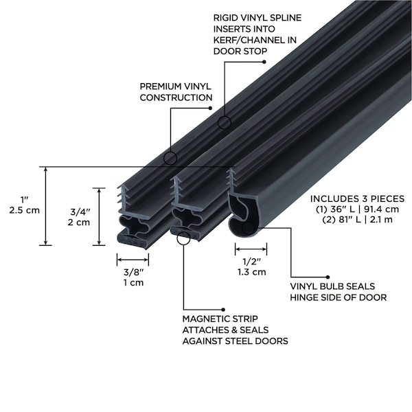 Zoro Select Steel Door Weatherstrip, Magnetic, Brown - 2RRP2