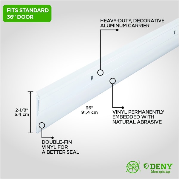 M-D Building Products 36 in. White Aluminum and Vinyl DENY Heavy-duty Screw-on Door Sweep - 40715
