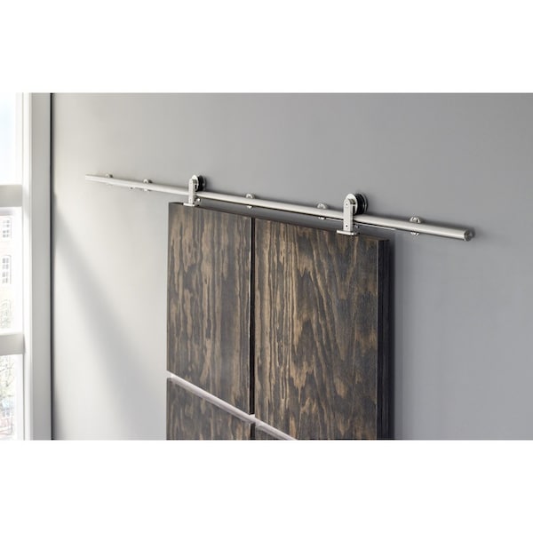 Hardware Resources Barn Door Hardware Kit Contemporary Bar w/Soft-close Stainless Steel 6 ft Lengthaged - BDH-05SS-72-R