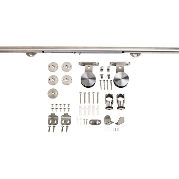 Hardware Resources Barn Door Hardware Kit Contemporary Bar w/Soft-close Stainless Steel 6 ft Lengthaged - BDH-05SS-72-R