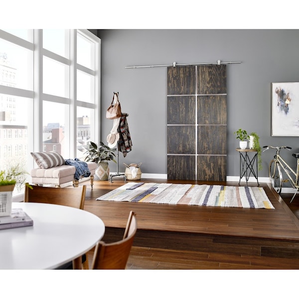 Hardware Resources Barn Door Hardware Kit Contemporary Bar w/Soft-close Stainless Steel 6 ft Lengthaged - BDH-05SS-72-R