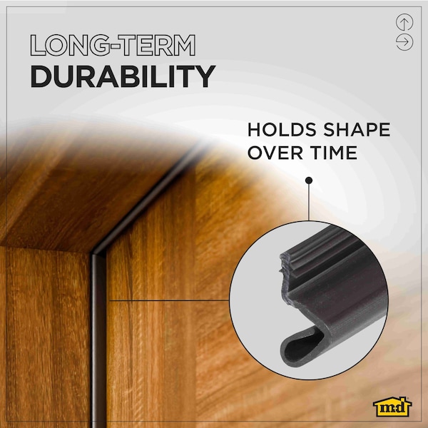 M-D Building Products 84 in. Brown Premium Rubber PLATINUM Top and Sides Door Seal for Doors with Kerf/Channel - 91891