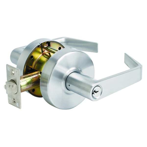 Master Lock Door Lever Lockset, Satin Chrome, Mechanical, Heavy Duty, 1-3/8 to 1-3/4" For Door Thickness - SLCHKE26D