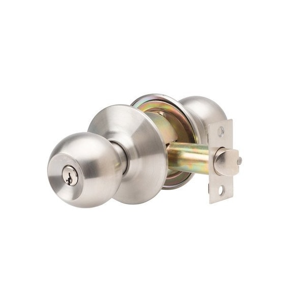Global Door Controls GLC Series Brushed Chrome Grade 3 Commercial/Residential Storeroom Door Knob with Lock - GLC-5180B-626