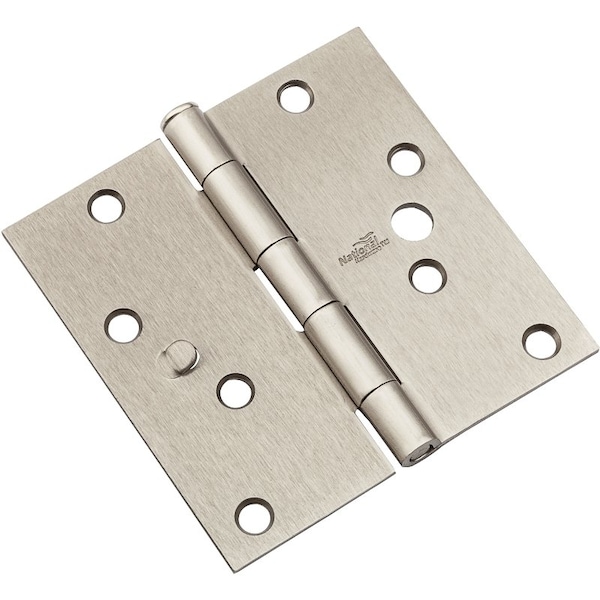 National Hardware Door Hinge, Steel, Satin Nickel, Flush, Removable Pin, Full-Mortise Mounting, 55 lb - N830-404