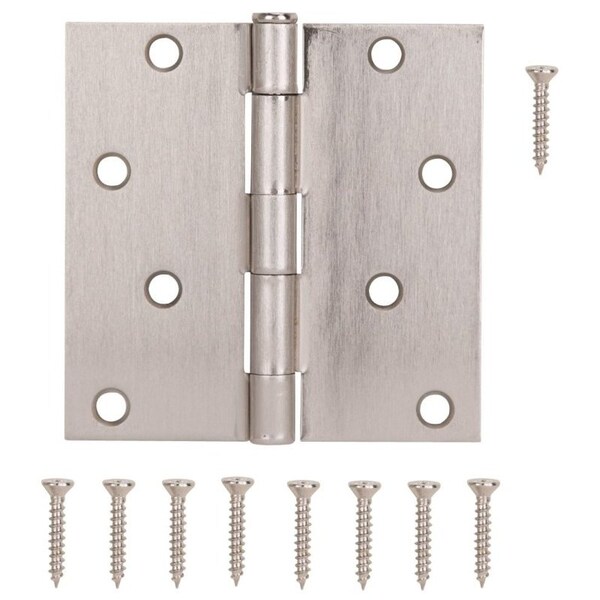 Prosource Square Corner Door Hinge, Steel, Satin Nickel, Loose Pin, 180 deg Range of Motion - 20339SNX